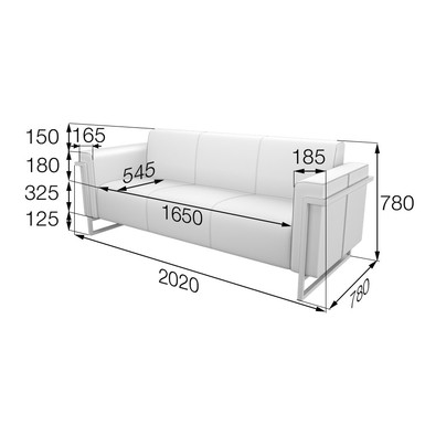 Дакар, диван 3-х местн, 2020х780х780, экокожа 1118 Dk Grey